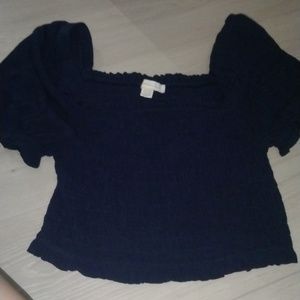A dark blue crop top